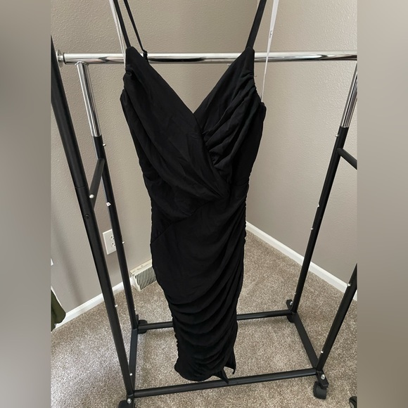 Lulu's Feeling Hot Black Ruched Bodycon Midi Dress - Picture 5 of 5